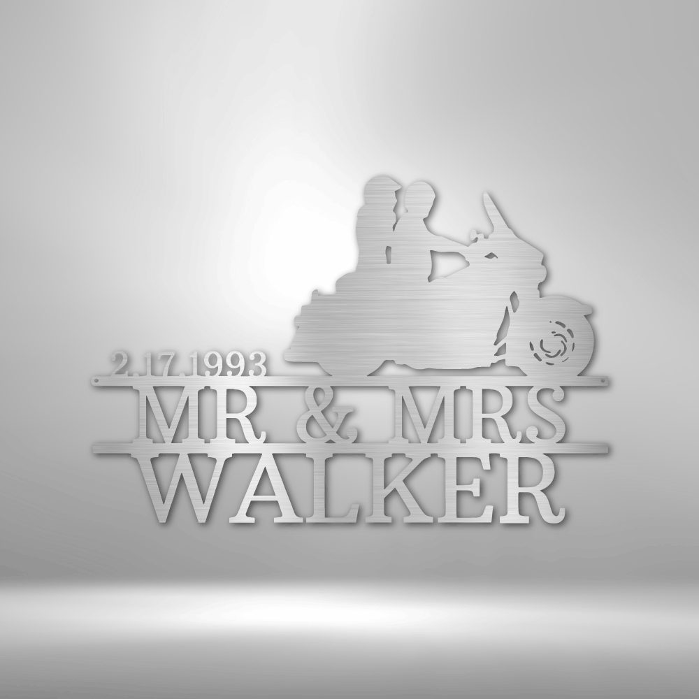 Glide Couple Motorcycle Name Date Personalized Steel Sign - Throttle Society